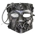 Perfectpretend Full Face Bauta Style Steam Punk Masquerade Mask with Gears & Chains, Silver PE2606716